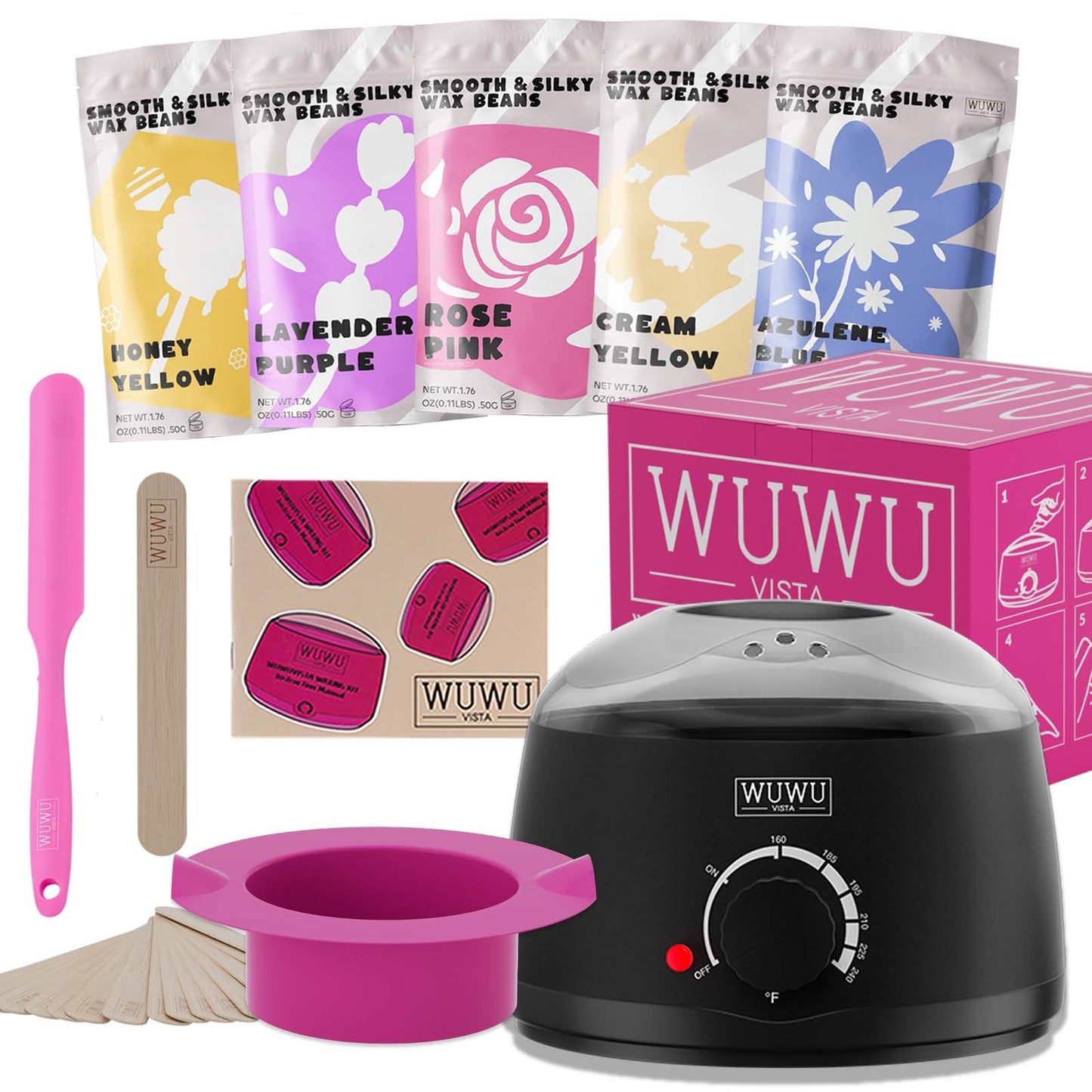 WUWUVISTA Wax Beads Kit – 19-teiliges Haarentfernungs-Set für glatte Haut